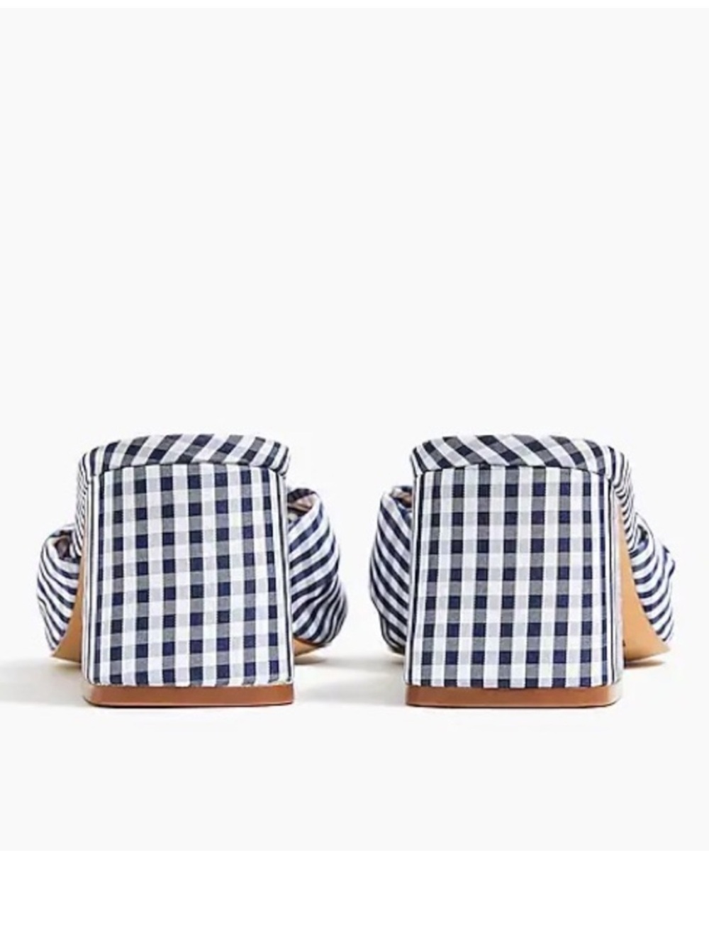 J.Crew Knotted Block-Heel Mule Sandals Gingham Navy/White Fabric Women’s Size 7 - Picture 2 of 11